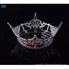 Vente en gros Yiwu Zhanggong filles accessoires de cheveux en cristal complète couronnes de concours rond